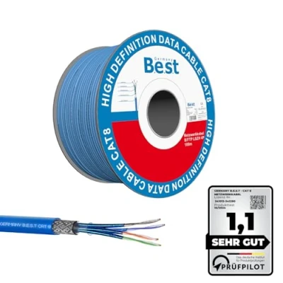 Abbildung von Germany B.e.s.t 100m CAT 8 Netzwerkkabel Verlegekabel Halogenfrei Installationskabel 40 Gbit/s CAT8 Verkabelung Netzwerk Datenkabel CAT8.1 LAN