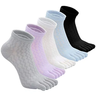 Abbildung von Zehensocken Damen Fünf Finger Socken aus Baumwolle, Sneaker mit Zehen, 5 Paare