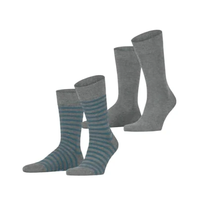 Abbildung von ESPRIT Herren Fine Stripe 2 Pack M SO Baumwolle Gemustert Paar Socken, Grau (Marengo 3391), 43 46 (2er Pack)
