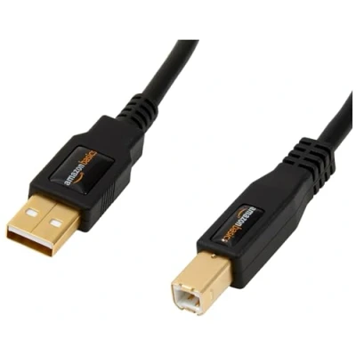 Abbildung von Amazon Basics, USB 2.0 Kabel kompatible mit Drucker, Typ A auf B, vergoldeten Anschlüssen, 3 m, Schwarz
