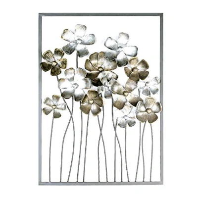 Abbildung von GILDE Wanddekoobjekt »Wandrelief Fleurs, braun/champagnerfarben«, (1 St.), Wanddeko, aus Metall, Blumen, dekorativ im Esszimmer &amp; Wohnzimmer