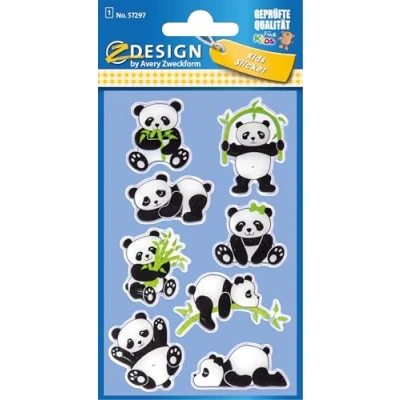 Abbildung von Avery Zweckform 8 Stück Glossy Sticker (Panda Aufkleber im 3D Effekt, Kindersticker zum Spielen, Basteln Sammeln) Art. 57297