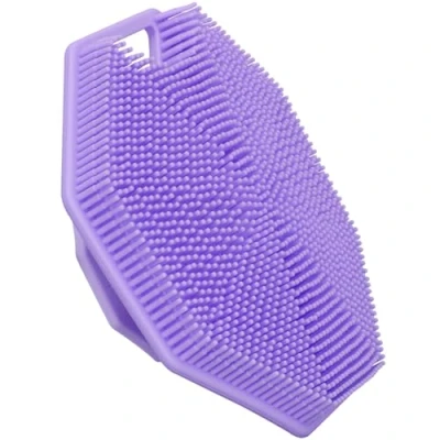 Abbildung von Alyvisun Silikon Körperbürste Dusche mit Haken und Saugnapf, Körpermassagebürste Badebürste [Sanftes Peeling Massage], Silicone Body Scrubber für Alle Hauttypen (Lila)