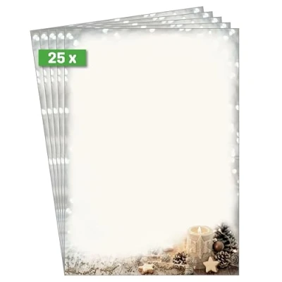 Abbildung von SIGEL DP450 Briefpapier Weihnachten &quot;Beige Christmas Candle&quot;, A4, 25 Blatt, aus nachhaltigem Papier
