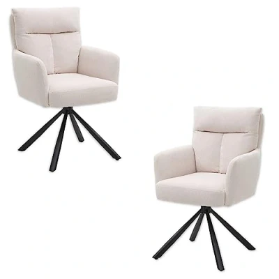 Abbildung von SOFIA Esszimmerstühle 2er Set mit schwarzem Metallgestell und Cord Bezug, Beige Bequeme Stühle für Esszimmer &amp; Wohnzimmer 60 x 93 67 cm (B/H/T)