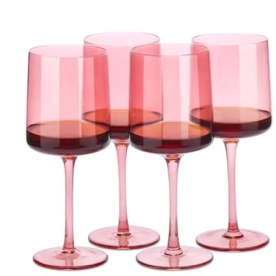 Abbildung von Navaris rosa getönte Weingläser 4er Set Farbige mit Stiel Stilvolle Design Glaswaren zum Servieren von Wein Cocktails Desserts