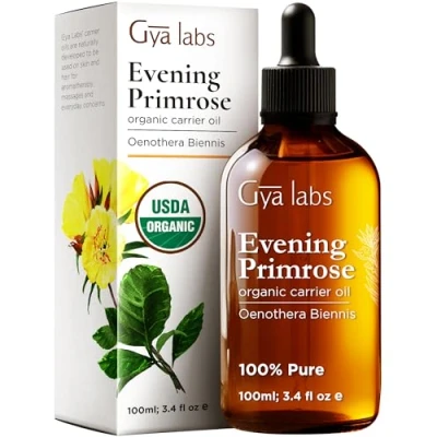 Abbildung von Gya Labs Bio Nachtkerzenöl für die Haut 100% reines natürliches flüssig das Haar unraffiniertes feuchtigkeitsspendendes Trägeröl Gesicht (100 ml)