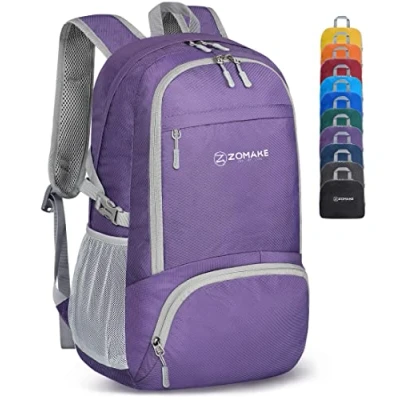 Abbildung von ZOMAKE Leicht Faltbarer Rucksack Packbare Backpacks 30L,Kleiner Faltbar Rucksäcke Wanderrucksack Wasserdicht für Damen Herren Outdoor Wandern(Violett)