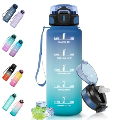 Abbildung von Motswedi Trinkflasche, 1500ml BPA Frei, Trinkflasche mit Strohhalm, Auslaufsicher, Sport, Kohlensäure Geeignet, Wasserflasche für Camping, Yoga, Gym, Schule, Outdoors, Blaugrün