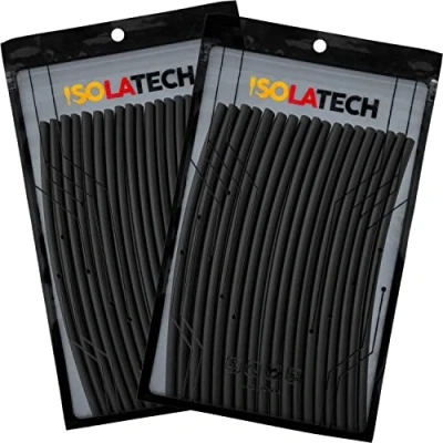 Abbildung von ISOLATECH Schrumpfschlauch Set Bündel 2:1 ohne Kleber unbeschriftet Schwarz Ø3mm 4,0 Meter in 20Stk x 20cm und Ø5mm 3,6 18Stk