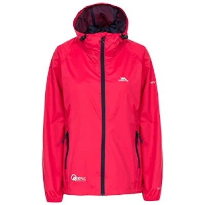 Abbildung von Trespass Qikpac Female Jacket, Raspberry, XL, Kompakt Zusammenrollbare Wasserdichte Jacke für Damen, X Large, Rosa / Pink