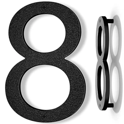 Abbildung von Yafimea Hausnummer Schwarz 20cm, Hausnummernschild Groß Mdoerne Aus ABS Kunststoff in 3D Optik, Ziffer 8
