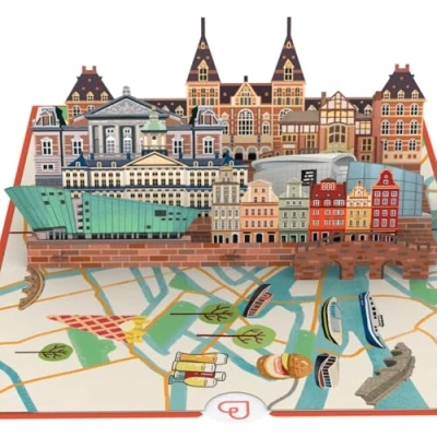 Abbildung von papercrush® Pop Up Karte Amsterdam Gutschein oder Geldgeschenk für Holland Urlaub, 3D Geschenkkarte Städtereise in Niederlande Geschenkidee Reise zum Geburtstag, Besonderer Reisegutschein