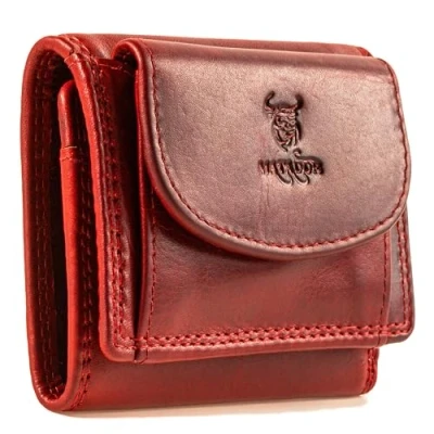 Abbildung von MATADOR Mini Geldtasche Echt Leder Herren Portemonnaie Klein Damen Geldbörse ROT/RED TüV Geprüfter RFID Schutz kartenhalter inkl, Geschenk Box