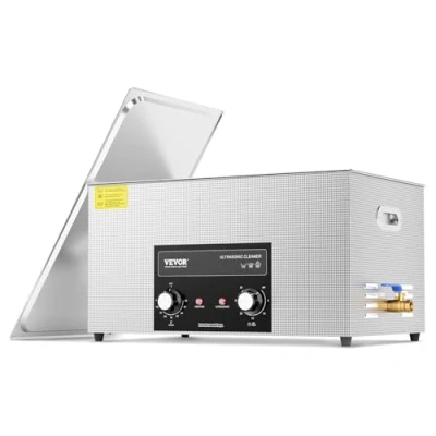 Abbildung von VEVOR 22 L Ultraschallreiniger mit Heiztimer &amp; Korb professionelle digitale Schallkavitationsmaschine, 480 W Reinigungsmaschine für Laborwerkzeuge Metallteile Vergaser Messing Autoteile Motorteile