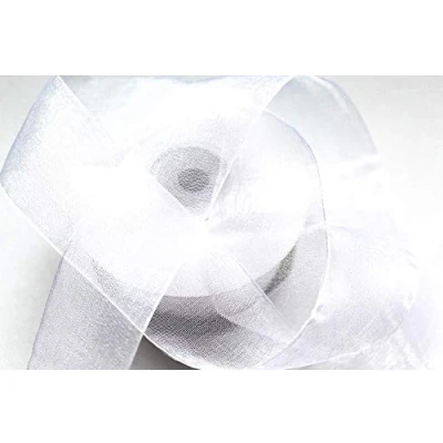 Abbildung von SCHLEIFENBAND Organza 50m x 25mm weiß weiss Organzaband Geschenkband DEKOBAND Hochzeit Antennenband (Weiss)