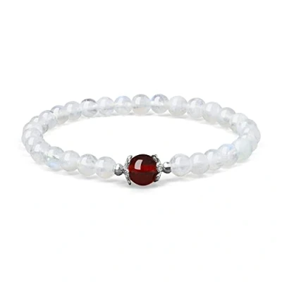 Abbildung von COAI Geschenkideen Damen Glücksarmband aus Mondstein und Granat Reikiarmband von Einfachem Stil