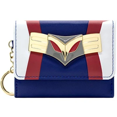 Abbildung von My Hero Academia All Might Anzug Metall Emblem Geldbörse/Geldbeutel Tri Fold Münzfach &amp; Kartenhalter, Blau