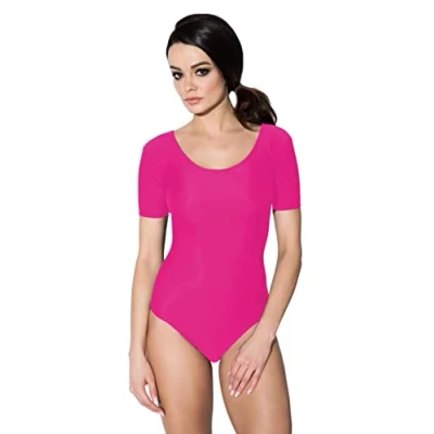 Abbildung von Aquarti Damen Ballett Trikot Kurzarm Gymnastik Tanz Body, Farbe: Pink, Größe: 36