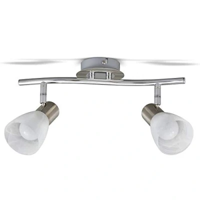 Abbildung von B.K.Licht LED Deckenlampe schwenkbar, warmweiße Lichtfarbe, E14 Fassung, Deckenleuchte, Lampe, Wohnzimmerlampe, Schlafzimmerlampe, Küchenlampe, 34,5x10x14,5 cm, Matt Nickel Chrom