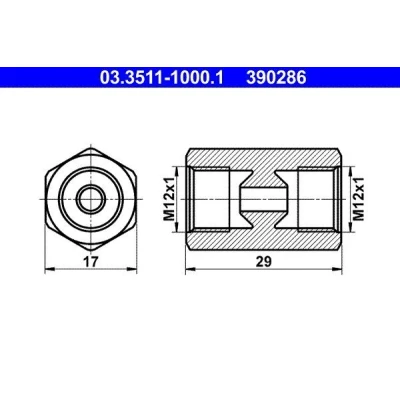 Abbildung von ATE 03.3511 1000.1 Adapter, Bremsleitung