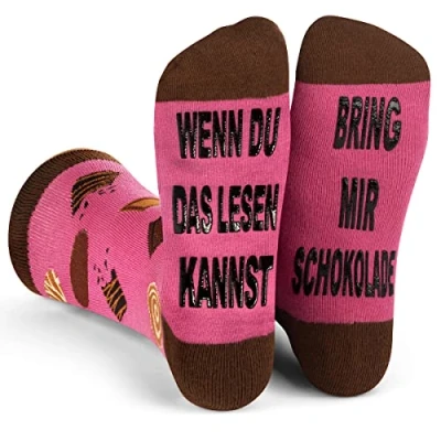 Abbildung von Lavley Wenn Du Das Lesen Kannst Bring Mir Lustig Socken für Frauen Und Männer (Bier, Sekt, Kaffee Kuchen) (Schoki)