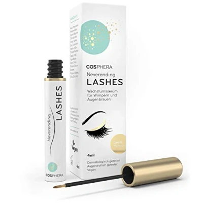 Abbildung von COSPHERA® Neverending Lashes: Veganes Wimpernserum mit Wow Effekt ++ Für maximales Wimpern Wachstum &amp; kräftige Augenbrauen in nur 4 6 Wochen Pflanzlich, super verträglich hormonfrei (4 ml Serum)