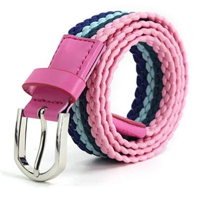 Abbildung von AnJuHoPa Mehrfarbiger elastischer Gürtel für Jungen und Mädchen 2,5 cm breit 80 lang modisch langlebig einfach zu bedienen Navy Blau Rosa