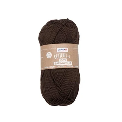 Abbildung von Glorex 5 1004 15 Cotton 100 % Baumwolle, vielseitig einsetzbar zum Stricken, Häkeln und Basteln, sehr gute Qualität, weich waschbar, 50 g, ca. 170 m, braun