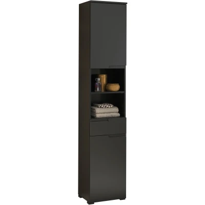Abbildung von SPICE Badezimmer Hochschrank in Schwarz matt Badezimmerschrank Bad Schrank mit viel Stauraum 40 x 191 32 cm (B/H/T)