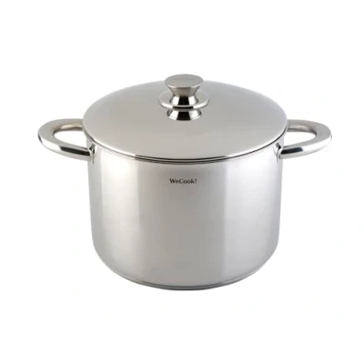 Abbildung von Wecook! Kochtopf mit Deckel und integrierter Messskala, Ø 22 cm, 6 Liter, Edelstahl Topf ohne Beschichtung, spülmaschinengeeignet, geeignet für alle Herdarten inkl. Induktion