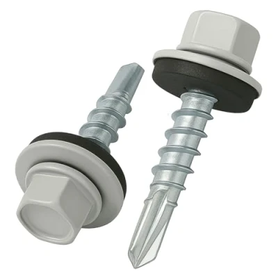 Abbildung von 4.8 mm x 35 Dachschrauben, Sechskantkopf Selbstbohrend Mehrfarbig (RAL 7035 Lichtgrau) Schrauben mit versiegelter EPDM Unterlegscheibe, rostfreie, Verzinkte, Gehärtete (50 Stück)