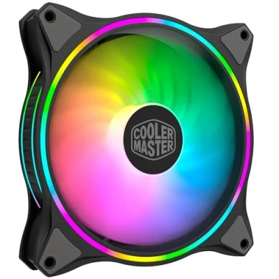 Abbildung von Cooler Master MasterFan MF140 Halo ARGB Adressierbares RGB Design mit Beleuchtungsringen, Gehäuse &amp; Kühlung, Hybrid Lüfterblätter Smart Sensor und Vibrationsdämpfungsrahmen 140 mm