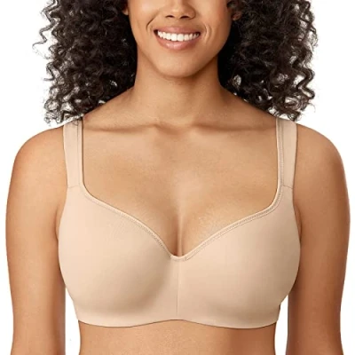 Abbildung von DELIMIRA Damen T Shirt BH mit Bügel Nahtloser Große Größen Gepolstert Beige 80I
