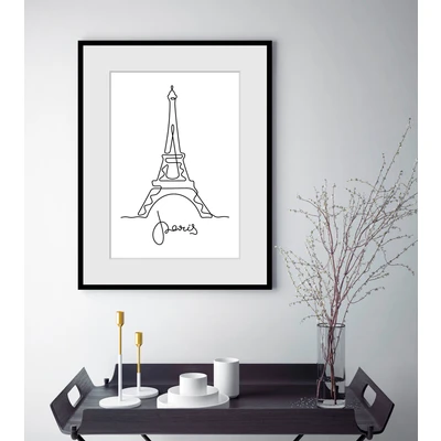 Abbildung von queence Bild »Stadt der Liebe« Frankreich Gebäude Kunst Paris Schriftzug Schwarz Weiß 1 Stk. tlg. HD Premium Poster Druck inkl. Holzrahmen