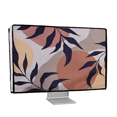 Abbildung von kwmobile Leinen Hülle kompatibel mit 27 28&quot; Monitor Schutzhülle Staubschutz Abdeckhaube für PC Bildschirm Computer Screen Cover Staubhaube Haube Pflanzen und Formen