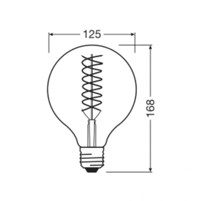 Abbildung von OSRAM Vintage 1906® Classic GLOBE125 FIL 60 LED Lampe mit Sockel 27, dimmbar, Kugelform, gold, 8,4W, 806lm, 2400K, reduziertes warmweißes Licht, geringer Verbrauch, lange Lebensdauer
