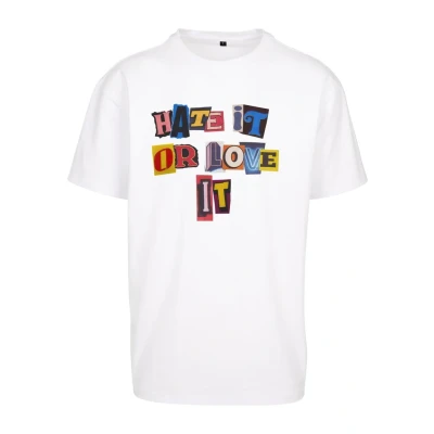 Abbildung von Upscale by Mister Tee HATE IT OR LOVE Tshirt print, Herren, Größe: Medium, White