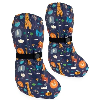 Abbildung von HECKBO Baby Regenfüßlinge Dschungel ohne Vlies Füßlinge Regen Schuhüberzieher 18 24 Monate wasserdicht Überziehschuhe Krabbelschuhe Überzug Outdoor Schuhe Matschschuhe