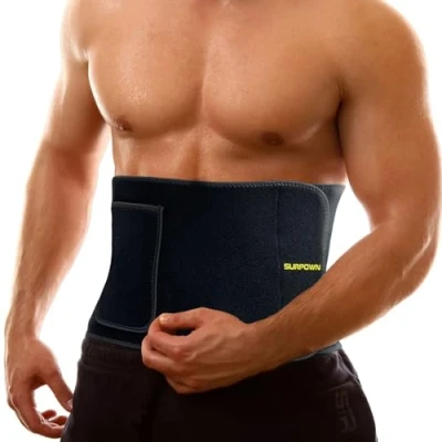 Abbildung von Waist Trainer Damen Herren, Bauchweggürtel, Saunagürtel Schwitzgürtel bauch weg gürtel zum abnehmen, fitnessgürtel Männer und Frauen, Bauchgurt Sport Fitness Sweat Taille Trimmer AB Schwarz M