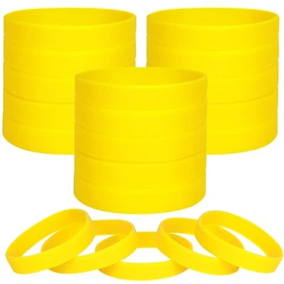 Abbildung von LVNRIDS 100 Stück Silikon Armbänder, Sport Party Gummi Elastic Armband gummiarmbänder für Teenager Erwachsener Gelb