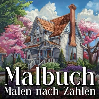 Abbildung von Malen nach Zahlen Malbuch für Erwachsene: Ein Ausmalbuch mit Blumen, Tiere, Garten und Landschaften Entspannung Stressabbau