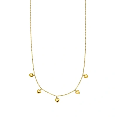 Abbildung von Purelei® Kalea Heart Kette (Gold, Silber, Rosegold), Damen Halskette aus langlebigem Edelstahl, Wasserfester Schmuck mit 5 Herz Anhängern, 40 45 cm Länge verstellbar (Gold)