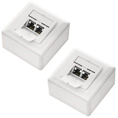 Abbildung von deleyCON 2x CAT6 Universal Netzwerkdose RJ45 Port Geschirmt Aufputz oder Unterputz 1 Gigabit Ethernet Netzwerk EIA/TIA 568A&amp;B Weiß
