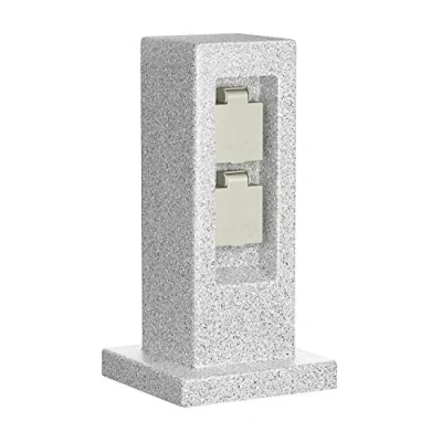 Abbildung von ledscom.de Garten Steckdosensäule Pock für außen, IP44, 2 Fach, grau (Stein Optik), eckig, 30 cm, Außensteckdose, Steckdosensäule, Gartensteckdose, Steckdosenturm, Außensteckerdose, Energiesäule