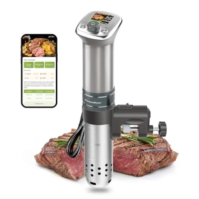 Abbildung von KitchenBoss Sous Vide Stick WiFi：Sous Garer App Steuerung Stab WLAN Präzisionskocher TFT Touch Display 1100W Zirkulation 40℃ 90℃ Ultra leise IPX7 Wasserdicht