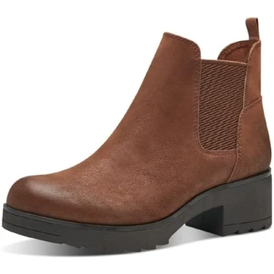 Abbildung von MARCO TOZZI Damen Chelsea Boots Vegan mit Blockabsatz, Braun (Chestnut), 39 EU