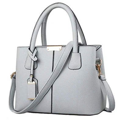 Abbildung von FiveloveTwo Dame Classy Satchel Handtasche Tote Griff Tasche Umhängetasche Grau