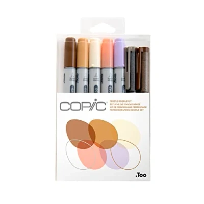 Abbildung von COPIC Ciao Set &quot;People Doodle Kit&quot;, 7er mit 5 Twin Marker einer mittelbreiten und Brush Spitze inkl. 2 Multiliner Gray Brown 0,3 mm