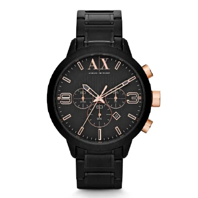 Abbildung von Armani Exchange Herrenuhr , QuarzChronographenwerk, 49mm Schwarzes Edelstahlgehäuse mit Edelstahlarmband, AX1350